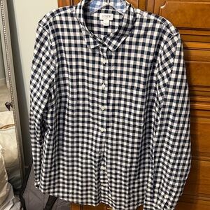 J. Crew Women's Blue and White Plaid Shirt